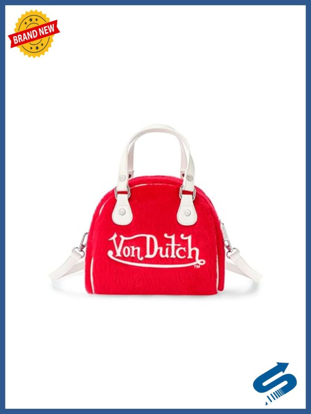 Mini Furry Bowling Bag with Logo Hardware, Crossbody Strap & Branded Interior
